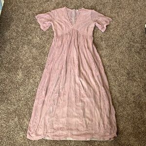 Mauve Maternity lace maxi dress